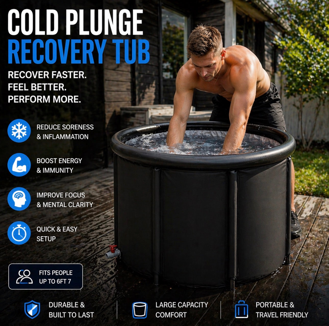 RecoverForge Cold Plunge Tub – Ice Bath for Recovery, Performance & Mental Toughness