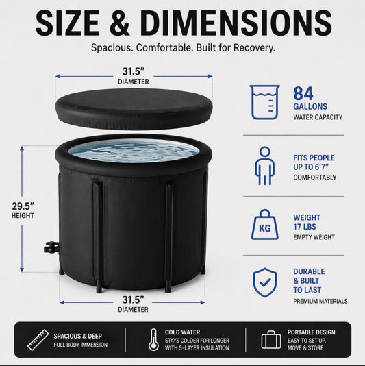 RecoverForge Cold Plunge Tub – Ice Bath for Recovery, Performance & Mental Toughness